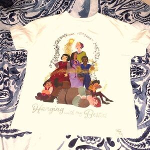 Disney White Short Sleeve Tee with Artistic Cartoon Design